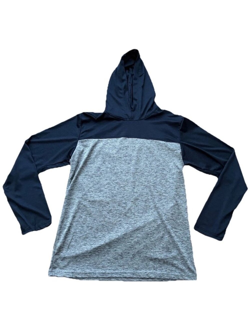 Real Essentials Mens Medium Lightweight Long Sleeve Pullover Hoodie Blue Gray